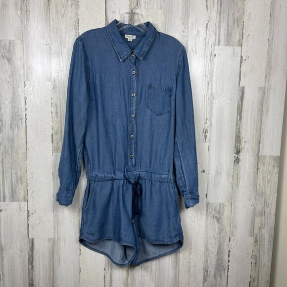 Splendid chambray romper blue size S long sleeve athleisure vacation travel soft - Picture 1 of 8